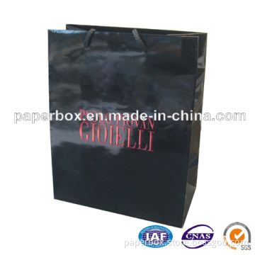 Black Paper Shopping Bag with Red Embossing